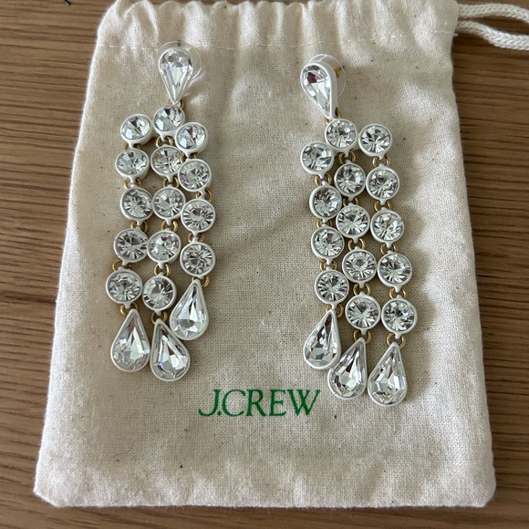 J.Crew White Waterfall Crystal Earrings - Picture 3 of 3
